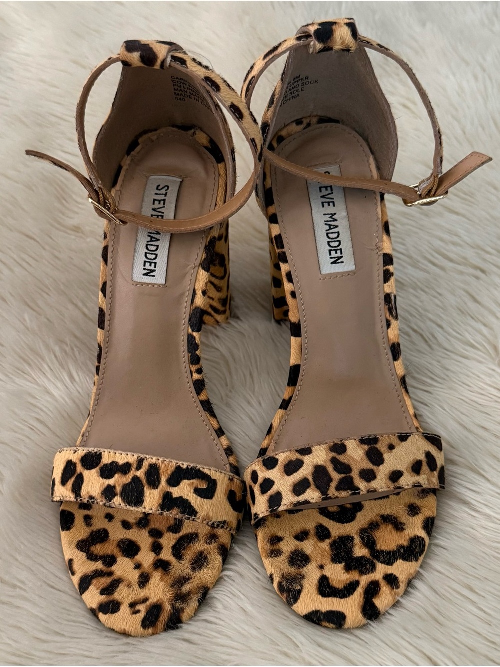 Steve Madden Carrson Leopard-Print Block Heel Sandals - Tan & Black